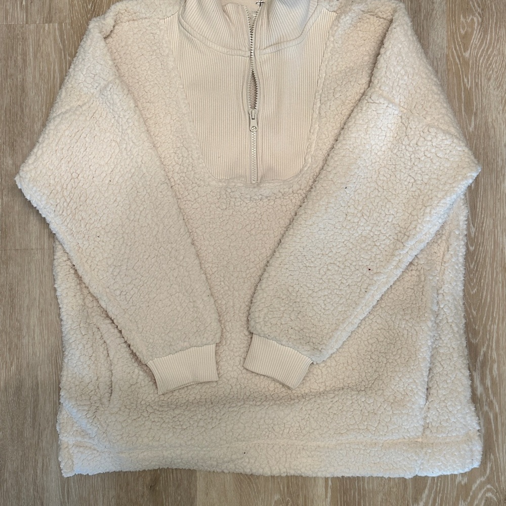 Aerie Cream Teddy Jacket Plush Cozy Fit
